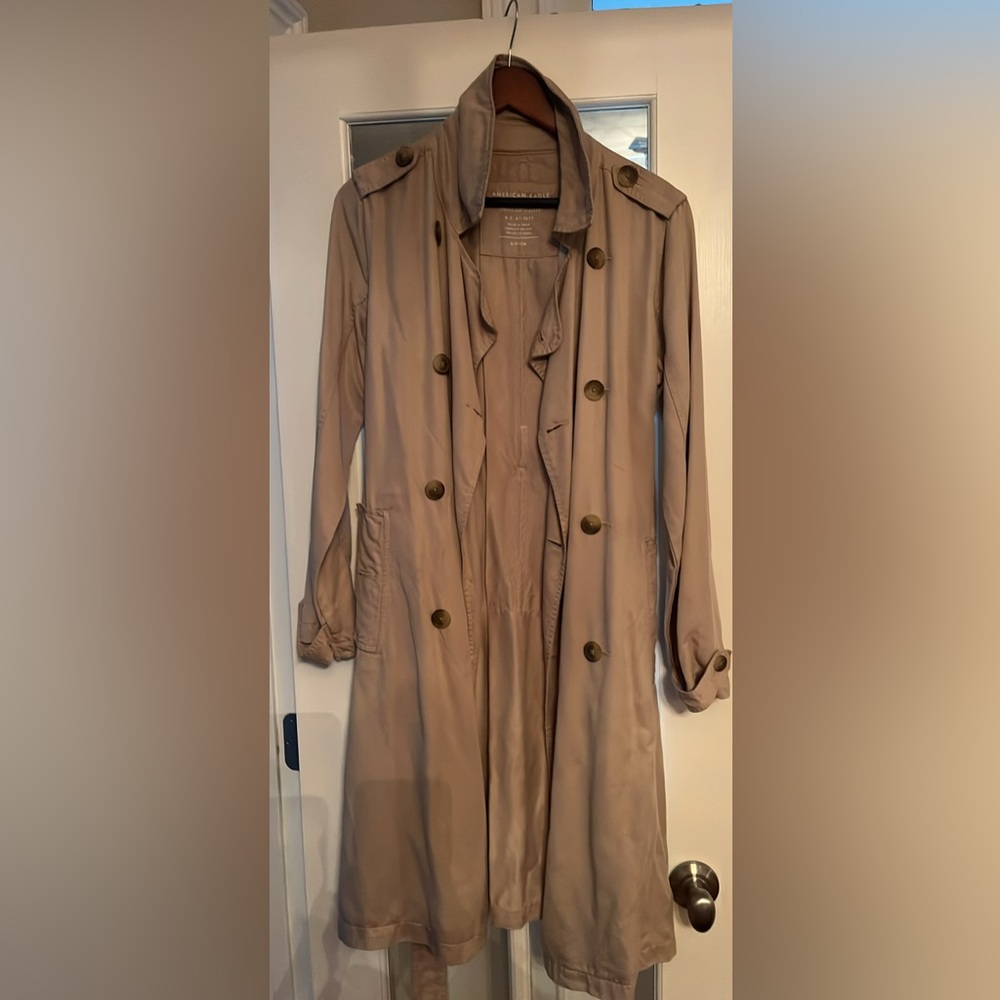 American Eagle Outfitters Long Tan Trench Coat timeless - Picture 2 of 8